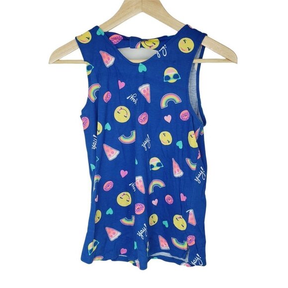 SO Blue Tank Top Pizza Donuts Rainbows Hearts Girl's size 14 - Picture 2 of 5